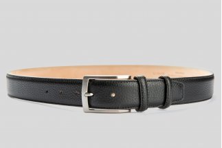 Grain leather black belt