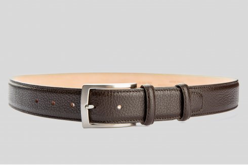 Grain leather brown belt