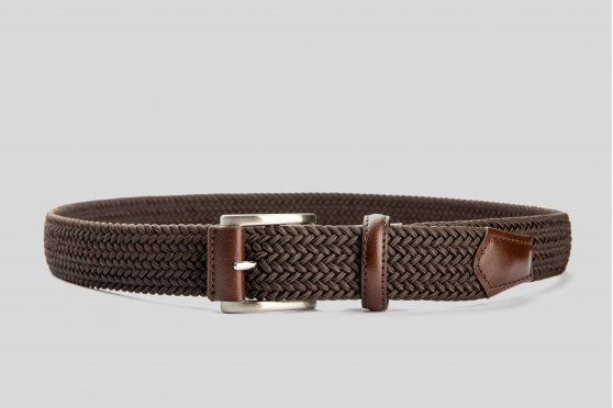 Braided elastic brown belt 