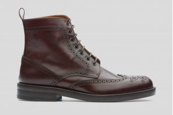 Burgundy boots with brogueing